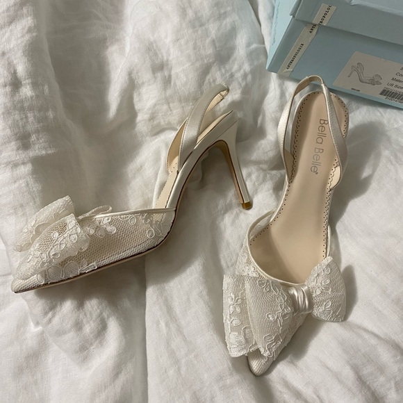 Bella Belle Francesca Lace Slingback Bow Heels - Picture 9 of 10